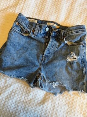 Levi's Distressed Cutoff Jean Shorts - Blue